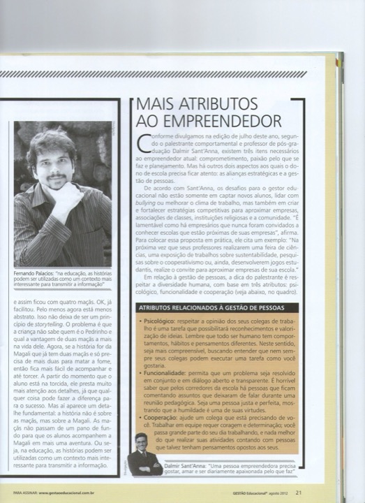 Matéria de revista sobre atributos do empreendedor