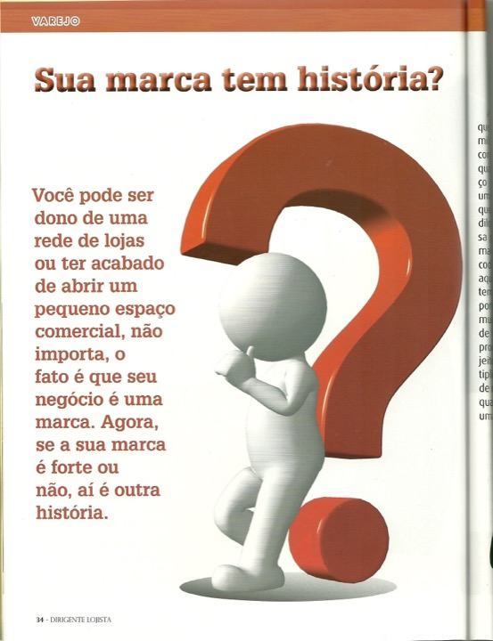 Página de revista perguntando se a sua marca tem história