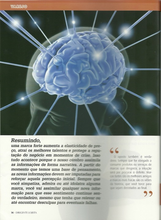 Página de revista sobre narrativa e cérebro